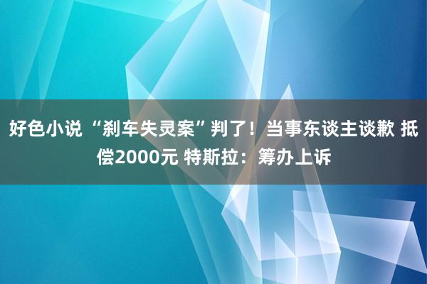 好色小说 “刹车失灵案”判了！当事东谈主谈歉 抵偿2000元 特斯拉：筹办上诉