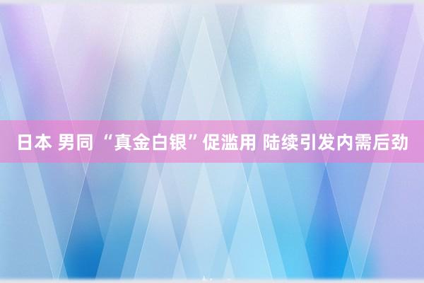 日本 男同 “真金白银”促滥用 陆续引发内需后劲