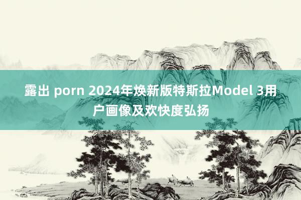 露出 porn 2024年焕新版特斯拉Model 3用户画像及欢快度弘扬