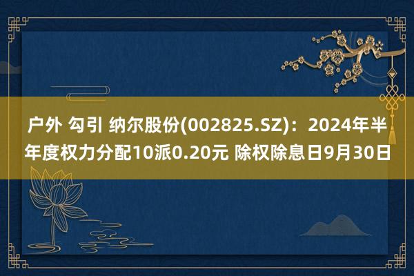 户外 勾引 纳尔股份(002825.SZ)：2024年半年度权力分配10派0.20元 除权除息日9月30日