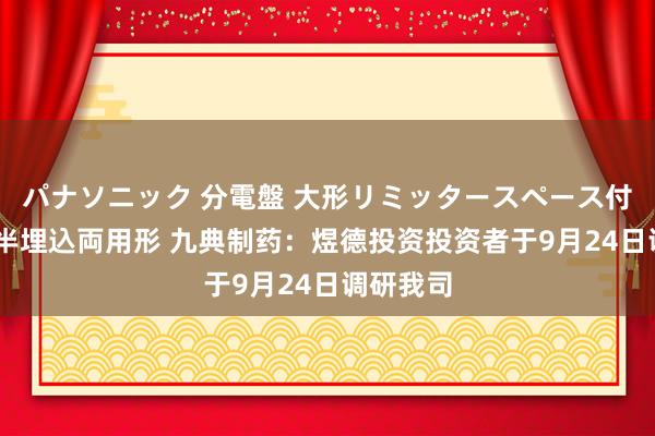 パナソニック 分電盤 大形リミッタースペース付 露出・半埋込両用形 九典制药：煜德投资投资者于9月24日调研我司