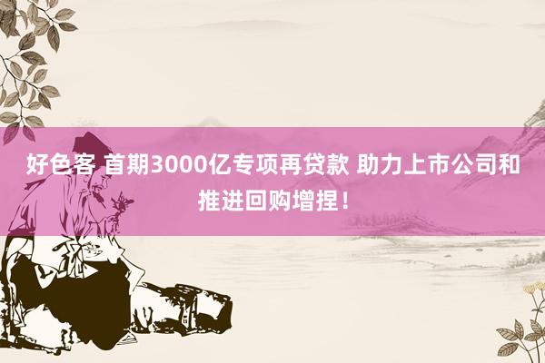 好色客 首期3000亿专项再贷款 助力上市公司和推进回购增捏！