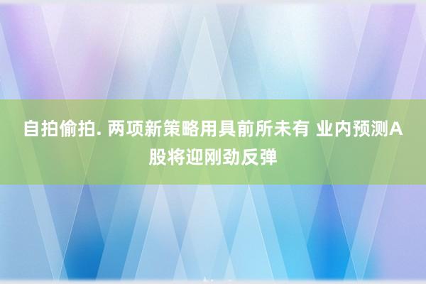 自拍偷拍. 两项新策略用具前所未有 业内预测A股将迎刚劲反弹