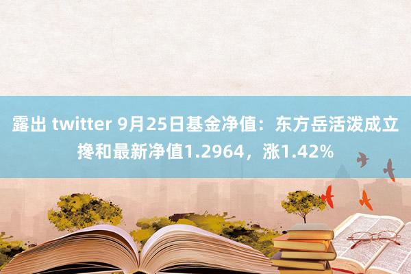 露出 twitter 9月25日基金净值：东方岳活泼成立搀和最新净值1.2964，涨1.42%