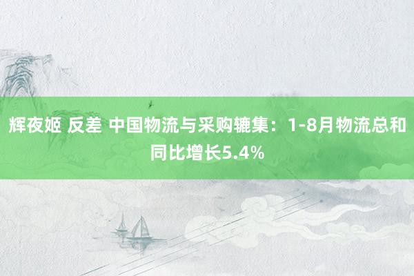 辉夜姬 反差 中国物流与采购辘集：1-8月物流总和同比增长5.4%