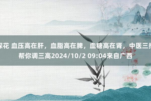 探花 血压高在肝，血脂高在脾，血糖高在肾，中医三招帮你调三高2024/10/2 09:04来自广西