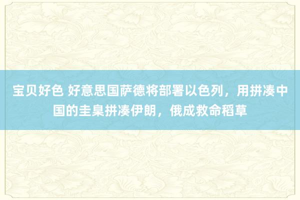 宝贝好色 好意思国萨德将部署以色列，用拼凑中国的圭臬拼凑伊朗，俄成救命稻草