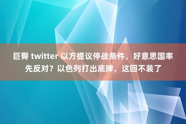 巨臀 twitter 以方提议停战条件，好意思国率先反对？以色列打出底牌，这回不装了