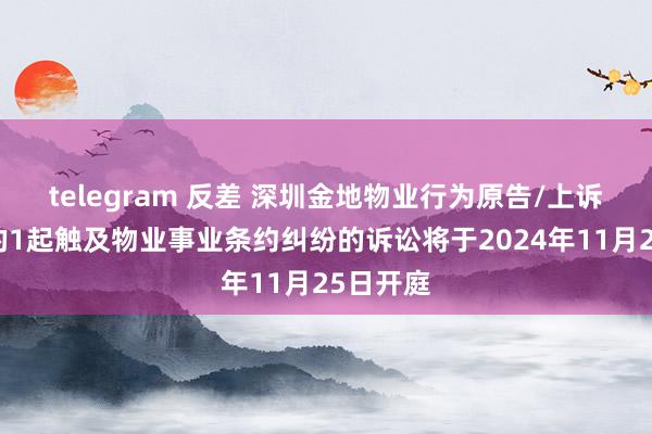 telegram 反差 深圳金地物业行为原告/上诉东谈主的1起触及物业事业条约纠纷的诉讼将于2024年11月25日开庭