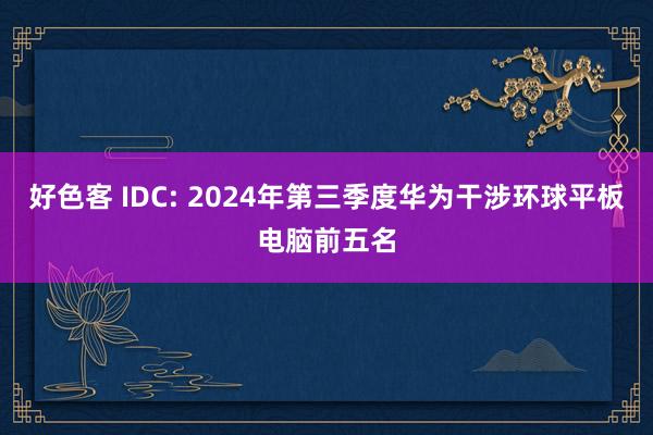 好色客 IDC: 2024年第三季度华为干涉环球平板电脑前五名