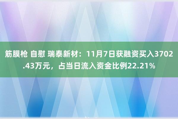 筋膜枪 自慰 瑞泰新材：11月7日获融资买入3702.43万元，占当日流入资金比例22.21%