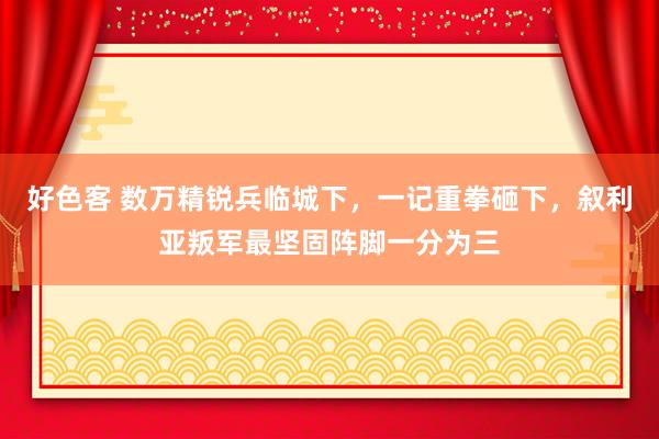 好色客 数万精锐兵临城下，一记重拳砸下，叙利亚叛军最坚固阵脚一分为三