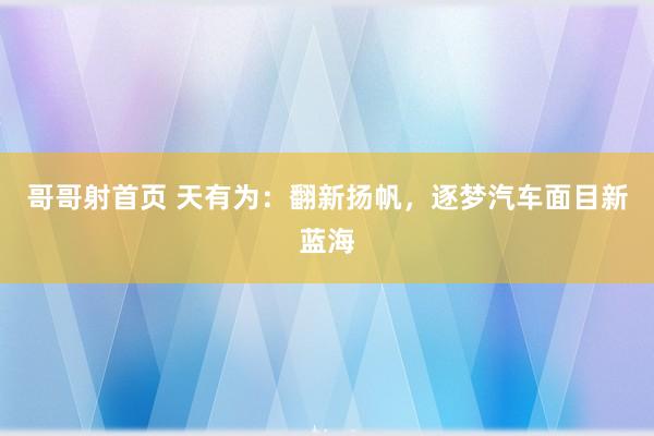 哥哥射首页 天有为：翻新扬帆，逐梦汽车面目新蓝海