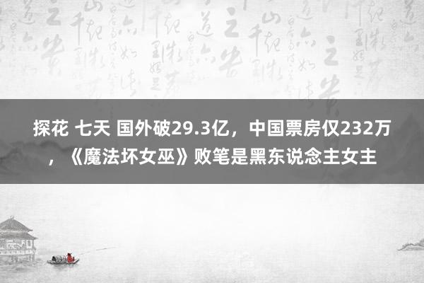 探花 七天 国外破29.3亿，中国票房仅232万，《魔法坏女巫》败笔是黑东说念主女主