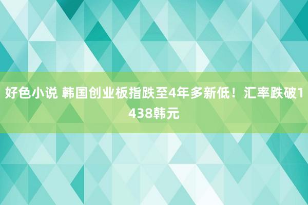 好色小说 韩国创业板指跌至4年多新低！汇率跌破1438韩元