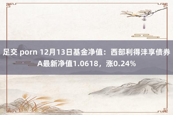 足交 porn 12月13日基金净值：西部利得沣享债券A最新净值1.0618，涨0.24%