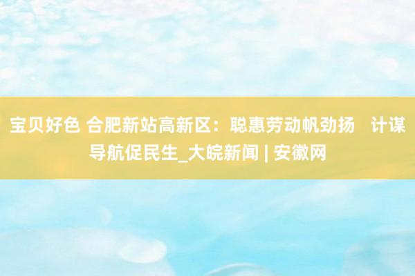 宝贝好色 合肥新站高新区：聪惠劳动帆劲扬   计谋导航促民生_大皖新闻 | 安徽网