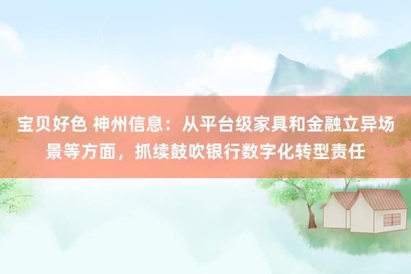 宝贝好色 神州信息：从平台级家具和金融立异场景等方面，抓续鼓吹银行数字化转型责任