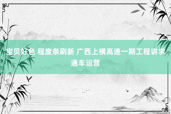 宝贝好色 程度条刷新 广西上横高速一期工程讲求通车运营