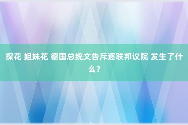 探花 姐妹花 德国总统文告斥逐联邦议院 发生了什么？