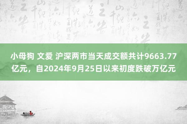 小母狗 文爱 沪深两市当天成交额共计9663.77亿元，自2024年9月25日以来初度跌破万亿元